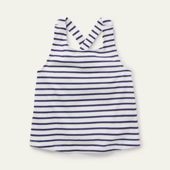 MINI BODEN 13-14 Strawberry Tart Red Stripe Gathered Cross-Back Tank Top - Picture 4 of 8